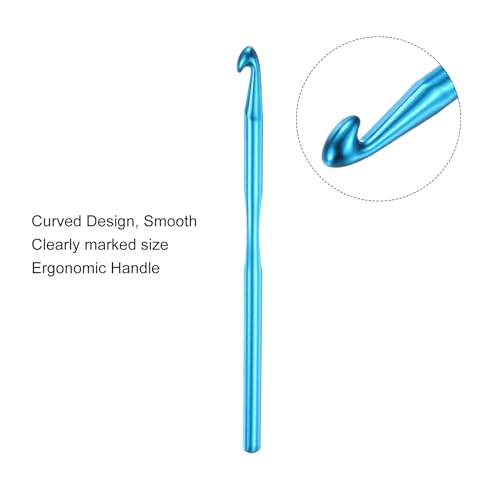 Agujas de tejer de 7 mm de aluminio azul uxcell que evitan enganches en el hilo, 6 piezas 4