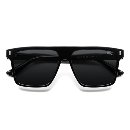 SOJOS Sunglasses for Women & Men Square Wide Thick Frame Shades Retro Trendy Fashion UV Protection SJ2373