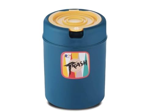 Image of Wastebasket Trash Can - Desktop Mini Plastic Waste Garbage Can with Swing Lid, Stylish Countertop Trash Bin Table Waste Paper Basket Round Small Trash Can (Trash Bin)