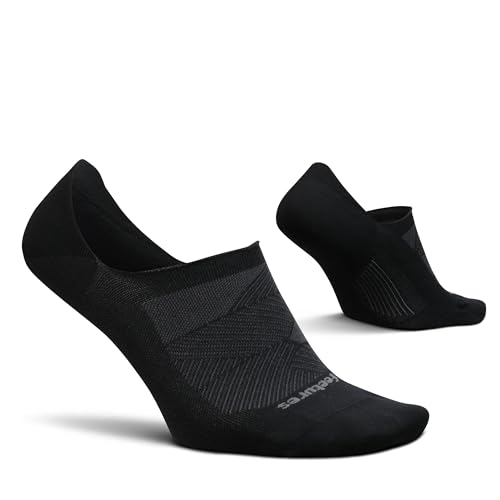 Feetures Elite Ultra Light Invisible Socks - Anti-Slip Sport Sock Liner with Targeted Compression - Black, M (1 Pair)