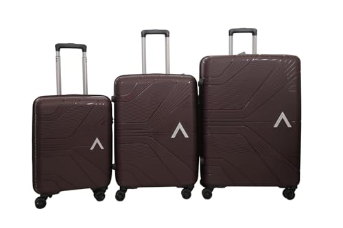 Image of VIP Aristocrat Trolley Bag Set, 55 /65 /75 cm, Hardside PP Shell, Dual Wheels, Multi-Stage System, 10-Number Zipper, 7-Year Warranty (Brown, Set of 3)