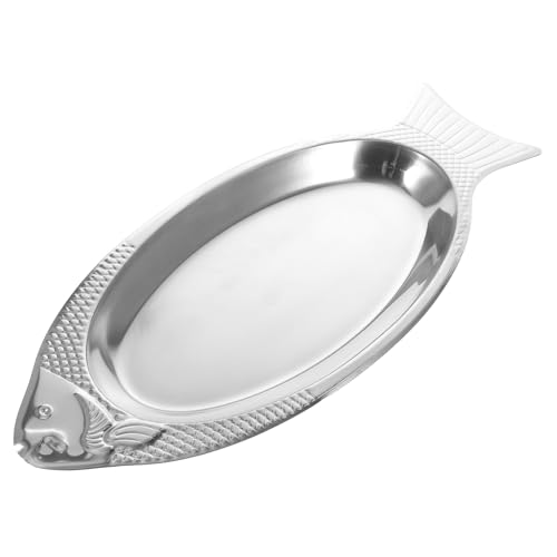 TOYANDONA Plato de Pescado Acero Inoxidable con Diseño Ergonómico Antideslizante y Resistente al Calor para Servir y Cocinar Bandeja Decorativa para Hogar y Cocina