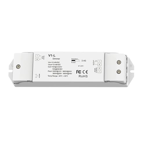 Gradateur LED V1-L 12V 24V DC 15A avec télécommande PWM 2.4G