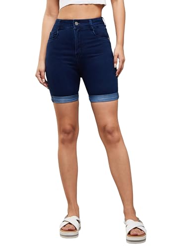 Image of Dolce Crudo Women's Regular High Rise Stretchable Denim Shorts