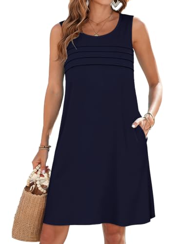 Image of CHICGAL Womens Summer Dresses Casual Loose Pleated Front Tshirt Sleeveless Tank Sundresses with Pockets 2026