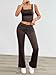 Kioxiuin Women's Casual 2 Piece Outfits Summer Sleeveless Vest Crop Tee Tops and High Waisted Wide Leg Pants Lounge Sets,Brown,S