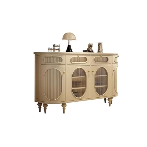 XAWSOP Buffet Cabinet French Cream Sideboard Chinoiserie Style Entryway Cabinet