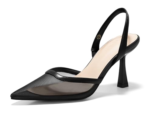 Coutgo Womens Slingback High Heels Sandals Mesh Closed Pointed Toe...