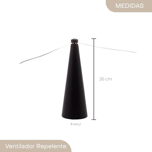 Ventilador Repelente de Mesa de Plástico Preto 9cm x 9cm x 26cm - Lyor