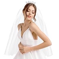 HaiFafafaing Schleier Braut Stirnband mit Schleier Abnehmbarem für Brautschleier Hochzeitsschleier Stirnband Weißer Junggesellinnenschleier für Brautpartys Verlobungsfeiern Hochzeit