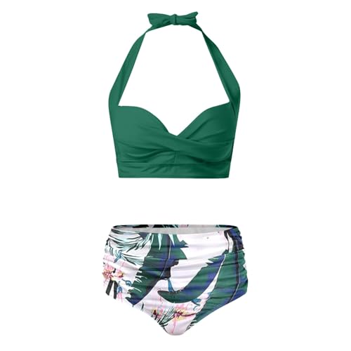 Bikini devant taille haute imprimé vert pour vos vacances - 4