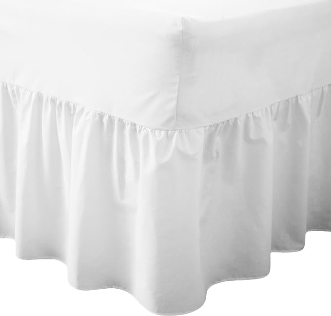 Percale Extra Deep Fitted Valance Sheet Plain Dyed Pollycotton Valance Fitted Sheet (White, Double) — image 1
