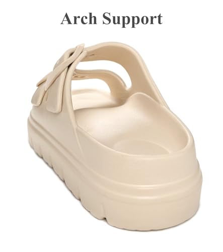 Image of Haifago Womens Platform Sandals with Arch Support, Summer Beach Slides with Adjustable Buckle, Comfort Lightweight Chunky Cushion Slip on Sandal