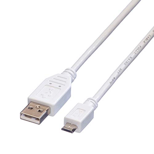 Secomp 3 m USB/Micro USB - Cable USB (3 m, USB A, Micro-USB B, 2.0, Male Connector/Male Connector, Blanco)