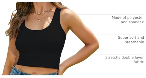 Image of Women's Sexy Sleeveless Crop Tops Double Layer Scoop Neck Cropped Tank Top