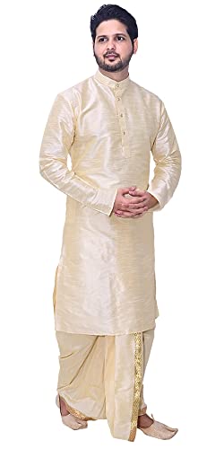Image of Om Shubh Mangalam Men's Dupion Silk Fancy Dhoti Kurta Set