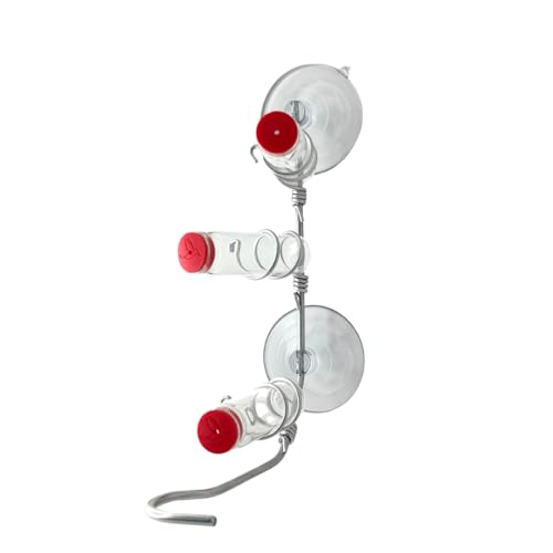 Window Hummingbird Feeder - handcrafted copper & aluminum, 3-station