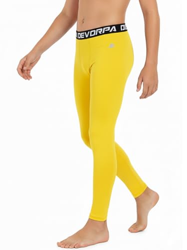 Image of DEVOROPA Boys Leggings Youth Compression Pants Sports Tights Basketball Football Baseball Soccer Baselayer Slim /Regular /Husky