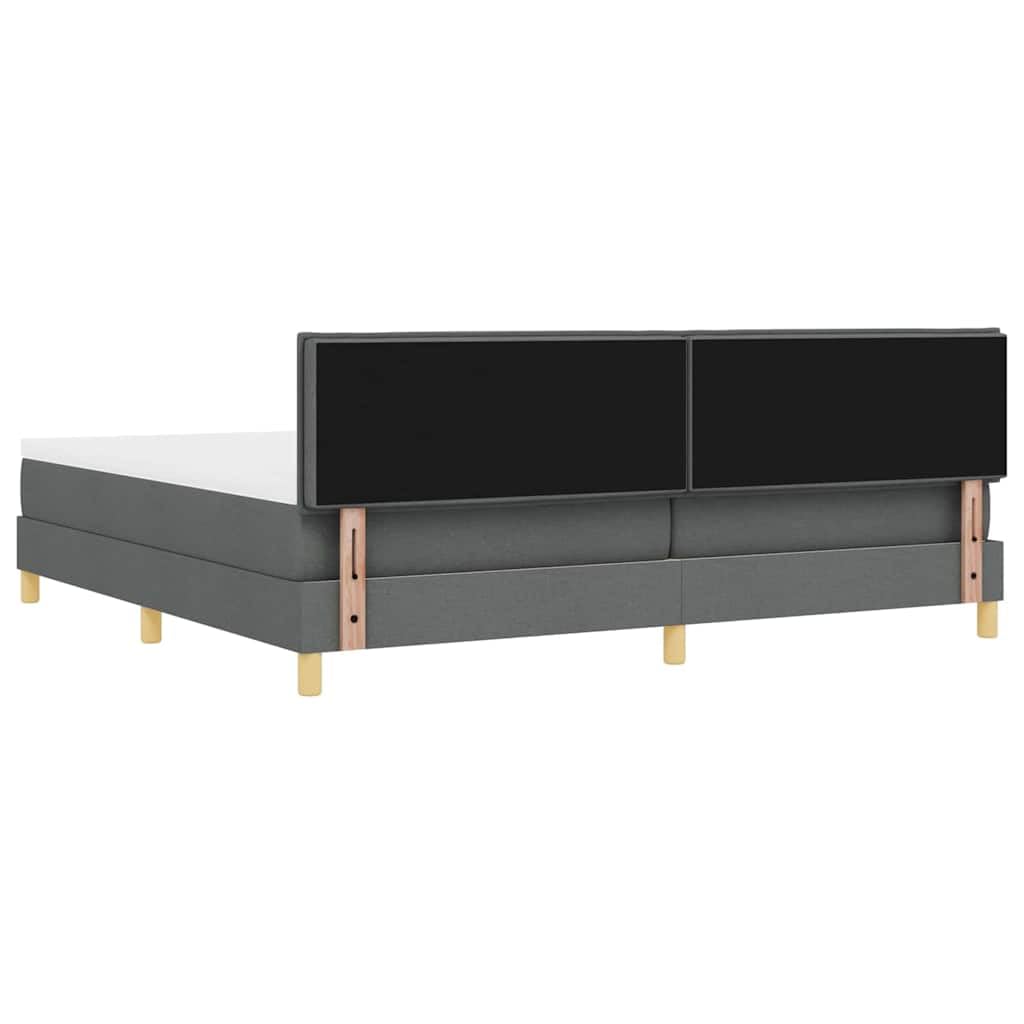 Łóżko sprężynowe z poduszką Ciemnoszary 200 x 200 cm tkanina materac piankowy regulowane wezgłowie stelaż slatowy do sypialni nowoczesny design sprężyny kieszeniowe średnia nogi ręczna regulacja