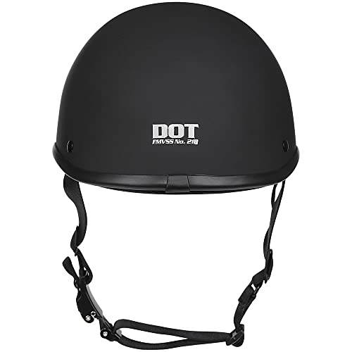 Woljay Helmets Half Cap Vintage Shell Open Face Motorcycle Helmet - Dot Approved (Medium, Dull Black) #TOP2