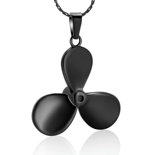 Bijoux commémoratifs hélice de bateau pour cendres, collier noir - 2