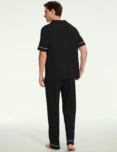 GYS Bamboo Viscose Men's Pajama Sets Short Sleeve Notch Collar Lounge Set with Pockets2