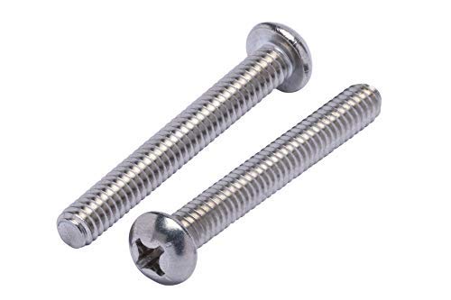 1/4"-20 X 2" Stainless Phillips Round Head Machine Screw, (25pc), Coarse Thread, 18-8 (304) Stainless Steel, by Bolt Dropper