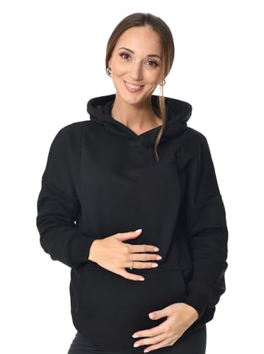 MijaCulture Umstandsmode 2in1 Stillpullover & Umstandspullover Stilltop Stillpulli Molly M001 (M, Schwarz)