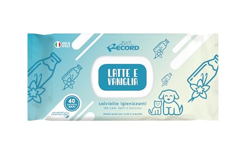 Record Wet Sanitizing Wipes for Dogs and Cats. Dog Wipes Cat Wipes. Pack of 40. Pet Wipes for Hair Muzzle Paws and Eyes. Respect Skin and PH Milk and Vanilla
