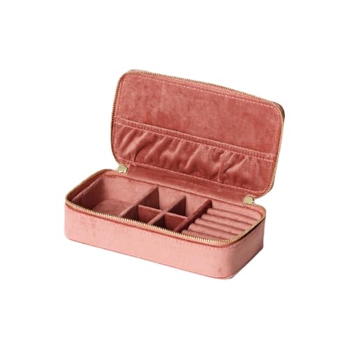 dijiusidy Boîte à bijoux portable en velours, petit organisateur de voyage avec agencement personnalisé pour boucles d'oreilles et colliers, boîte de rangement en velours pour – vue 4