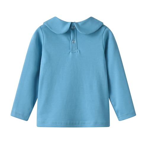 Image of Toddler Kids Girls Boys Basic Peter Pan Collar Tee Shirt T-Shirts Tops Bottom Long Sleeve Solid Blouse
