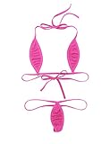 inlzdz Women's Teardrop Halter Micro Thong Underwear Extreme Bikini 2 Pieces Swimsuit Swimwear Rose One Size