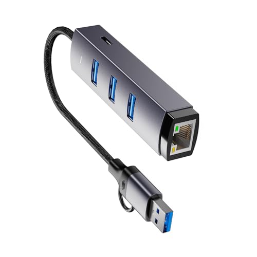 Hub USB C y A con Gigabit Ethernet adaptador multifunción para portátiles