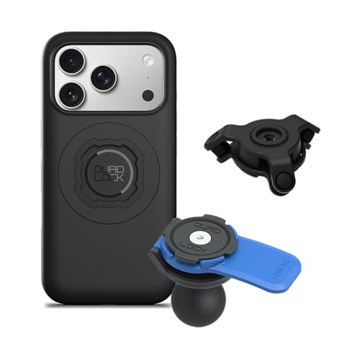 Image of Quad Lock 1 inch Ball Adaptor for Motorcycle Phone Mount with Vibration Dampener and MAG Phone Case for iPhone 17 Pro
