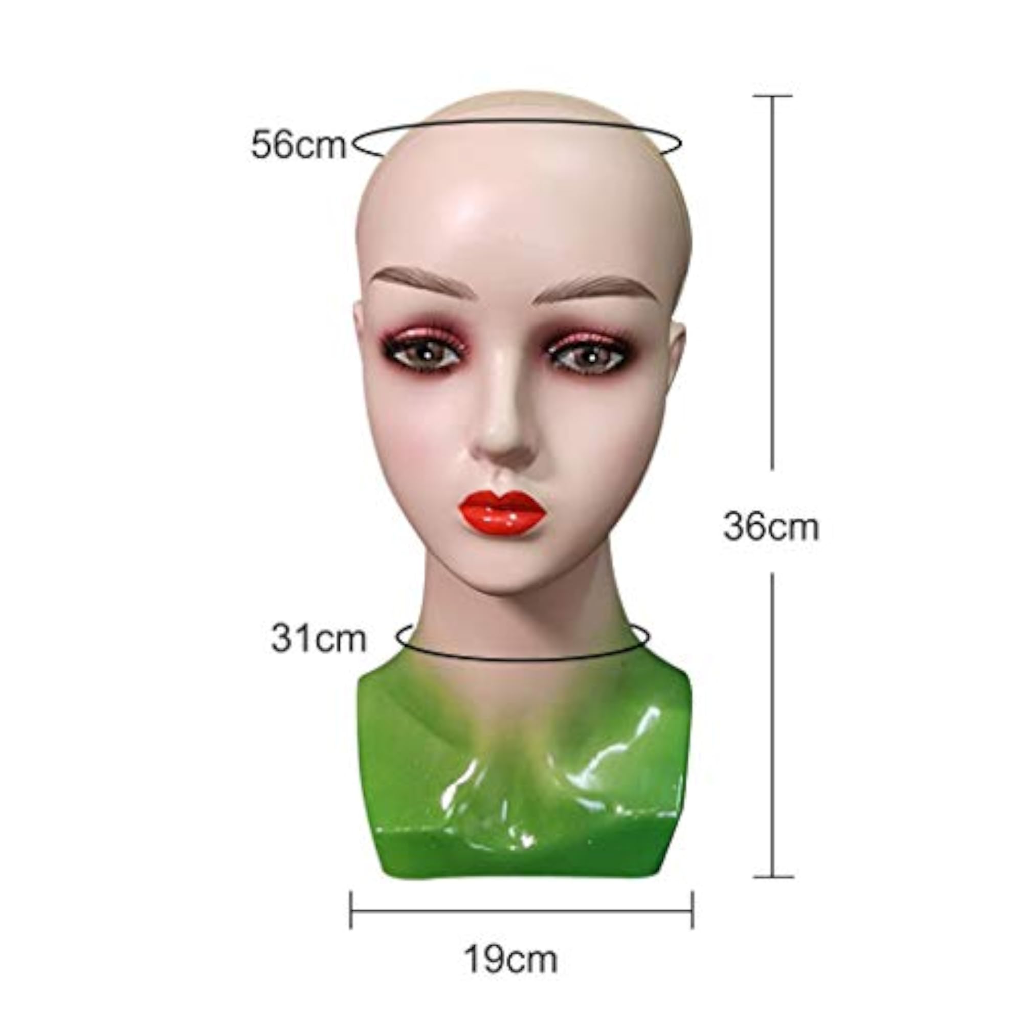 Milaan Mannequin Head Female Face Bald Stand