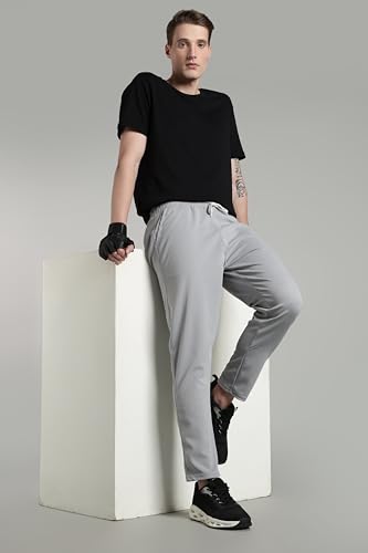 Image of SWADESI STUFF Men's Cotton Blend Track Pants, Black, Comfort Fit with Drawstring, Side Pockets for Regular Wear, Sports, Joggers