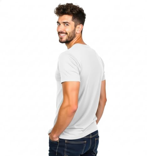 Image of ALOVA Black Round Neck T-Shirt for Men, Polyester Fabric, Gym, Running, Workout Wear, Half Sleeves with Stylish Front Print