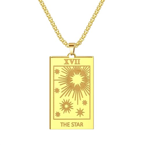 Collier tarot l'Étoile pendentif amulette pour sublimer vos tenues bohèmes au quotidien