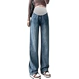 [Spring&Leaf] 【助産師監修】 マタニティ ワイド デニムパンツ マタニティウェア マタニティズボン 「ウエスト調整可能で妊娠初期から後期まで使用可能」 (JP, アルファベット, XL, ブルー)