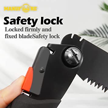 MANUFORE 180mm Leichte Handsäge Klappsäge, mit Schwarzes Sägeblatt aus hartem Mn-Stahl und Anti-Rutsch Griff, mehrzweck astsäge für Holz, Bushcraft, Garten，Camping