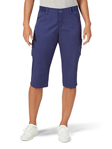 Lee Women's Flex-to-go Relaxed Fit Cargo Skimmer Capri Pant, Ink Blue, 12 Petite