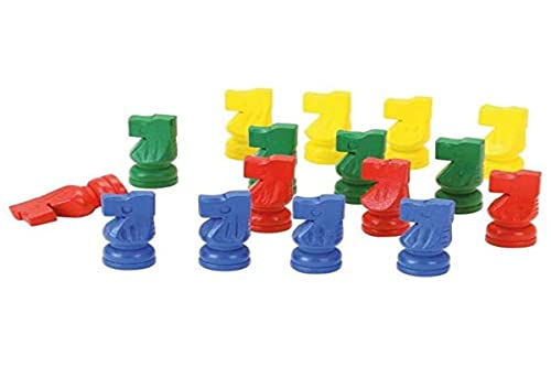 16 Petits Chevaux en Bois - 4 x 4 Couleurs - Jeu de Société - Âge Minimum : 3 Ans
