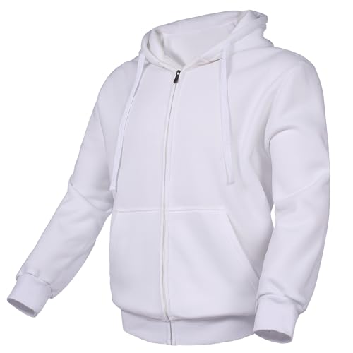 Mens Full Zip Fleece Hoodies Midweight Long Sleeve Drawstring Workout Gym Hooded Sweatshirt with Pockets