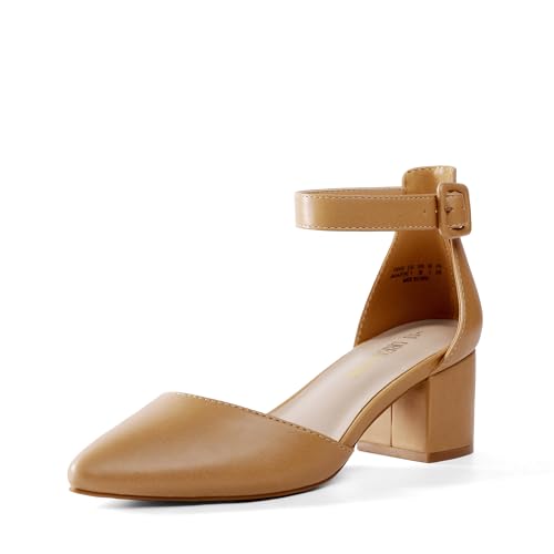 Image of DREAM PAIRS ANNEE Pointed Toe Low Chunky Heels Pump Shoes