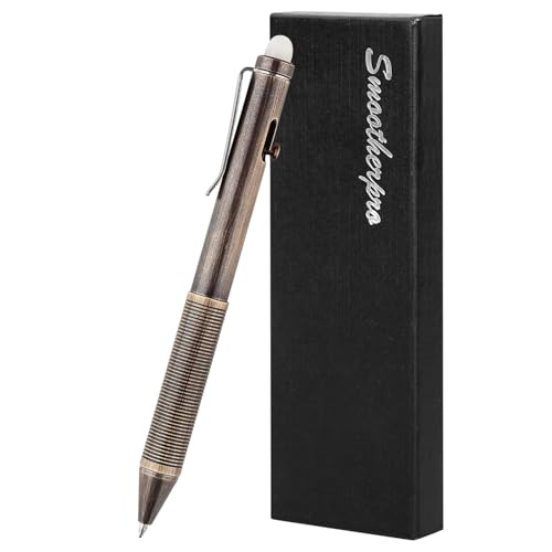 SMOOTHERPRO Radierbare Messing Kugelschreiber Bolt Action Metall Stift Kompatibel mit Pilot Minen für Tremor Parkinson Arthritis Hände Business Farbe Retro Schwarz(EP02BK)