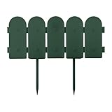 Evelyne Garden Border Edging: Wooden Fence Design - 8pcs Green Yard Landscaping Fence Liner Lawn Edge Barrier - 10ft Kit of Decorative Lawn Landscape Panels Elements -Landscaping Edging-GMT-10374-B08