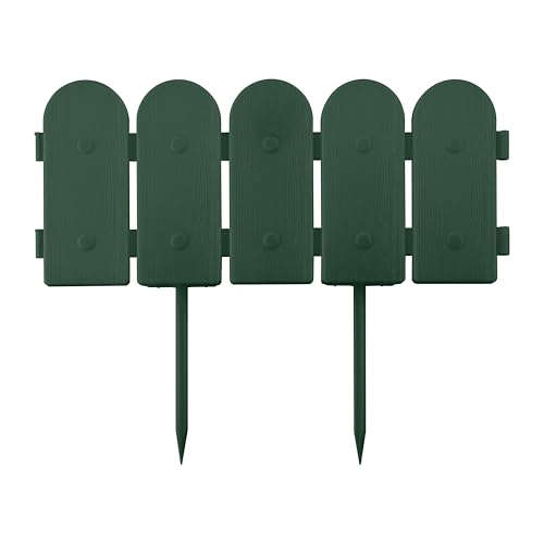 Evelyne Garden Border Edging: Wooden Fence Design - 8pcs Green