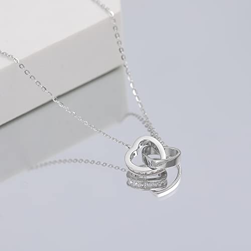 Gacimy Sterling Silver Heart Necklace for Women, Tiny 925 Sterling Silver Choker Chain with Double Open Heart Pendant Necklace for Women Girls - Image 5