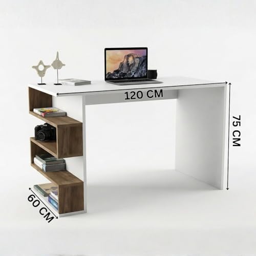 Image of FFO Study Table for Adults, Computer Table, Study Table for Students, Office Table, Engineered Wood SS (Walnut and White) - DIY