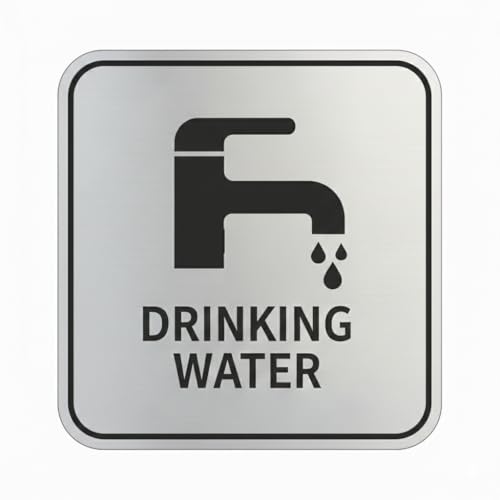 Image of Premium Brushed Silver DRINKING WATER Acrylic Sign Board Self adhesive Sign 6x6 inch for Mall Business Stores Cafe Shop corporate Hospital Hotel School Office